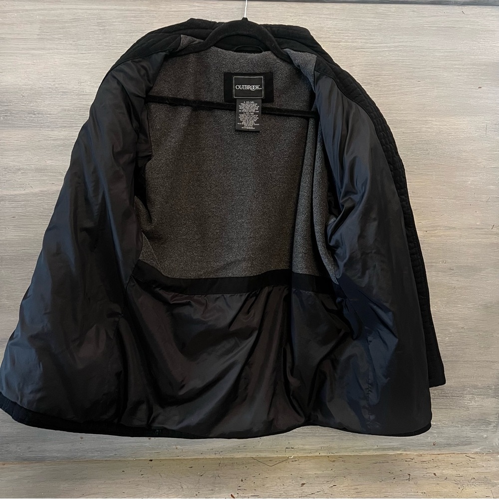 Outbrook‎ Classic Black Quilted Overcoat Jacket Large 12/14 Good Condition - Picture 7 of 11